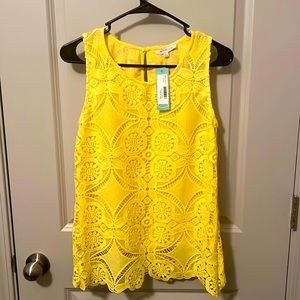 Yellow lace tank top